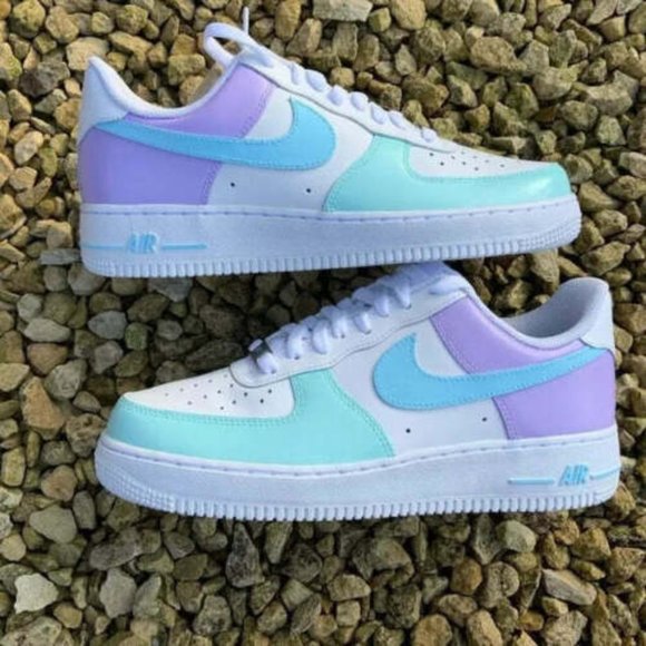 Nike Air Force Custom Low Mermaid Pink Blue Purple Shoes Men